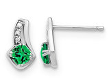 1/2 Carat (ctw) Lab-Created Emerald Post Earrings in Sterling Silver